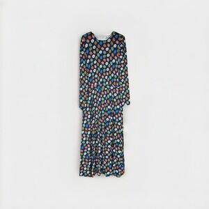 Boden Navy & Floral Maxi Dress 12 Long Jersey Stretch‎ Comfort Long Sleeve